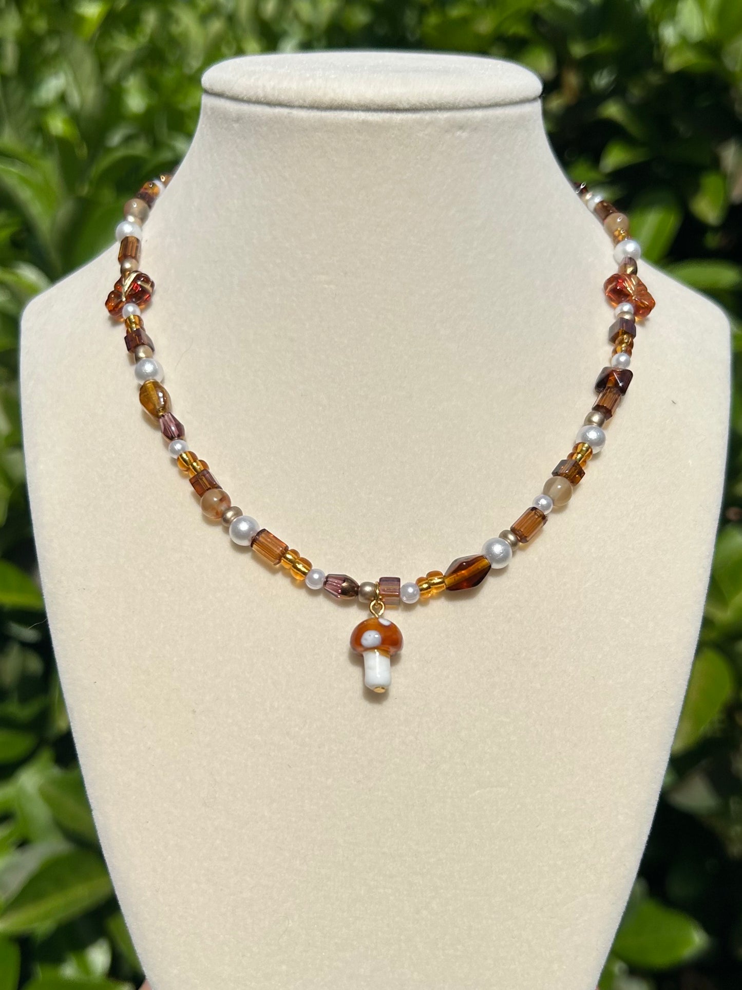 Brown mushroom necklace