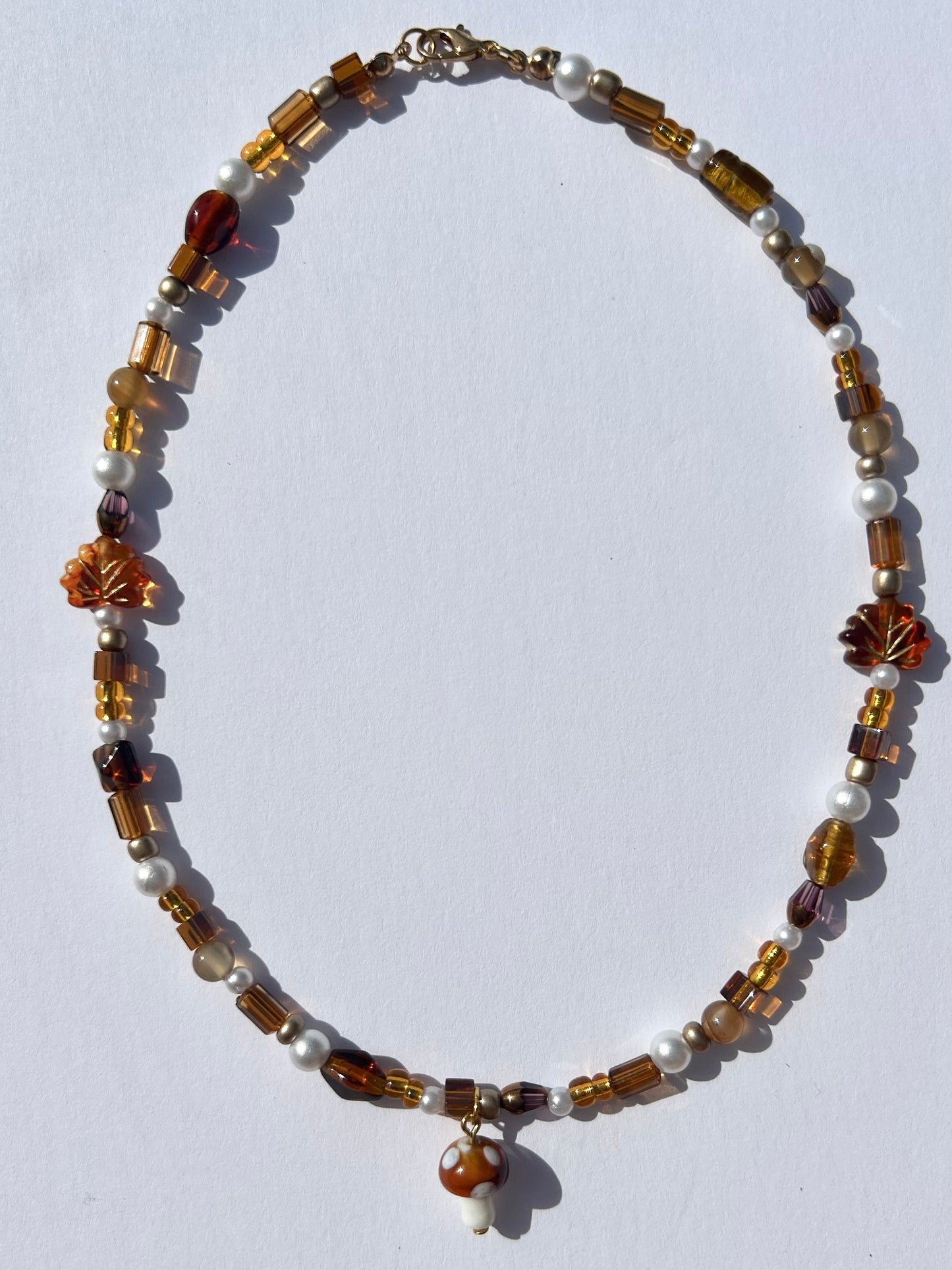 Brown mushroom necklace